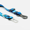 Durable seat belt dog leash by Woof Concept, made in Canada, designed for easy attachment to dog collars, ensuring safe car travel across Canada