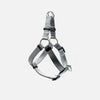 Woof Concept grey step-in dog harness made in Canada, designed for comfort and easy attachment to dog collars, perfect for pet owners.